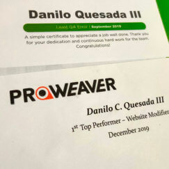 least QA error and top RWC certificates